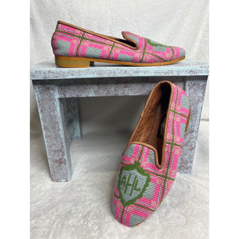 The Larkspur Collection Women's Embroidered‎ Plaid Loafer Flats Size 7